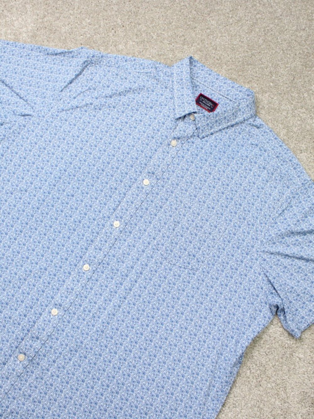 UNTUCKit Mondello AOP Shirt Mens 2XL XXL Blue Wheels All Over Print Short Sleeve - Picture 3 of 12